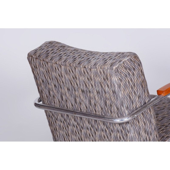 Image 1 of Poltrona vintage Bauhaus in acciaio cromato e faggio per Mücke-Melder, Cecoslovacchia 1930
