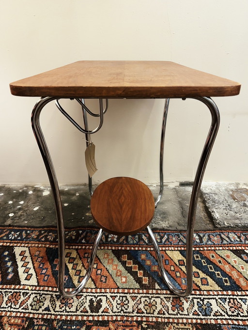 Side table with newspaper holder