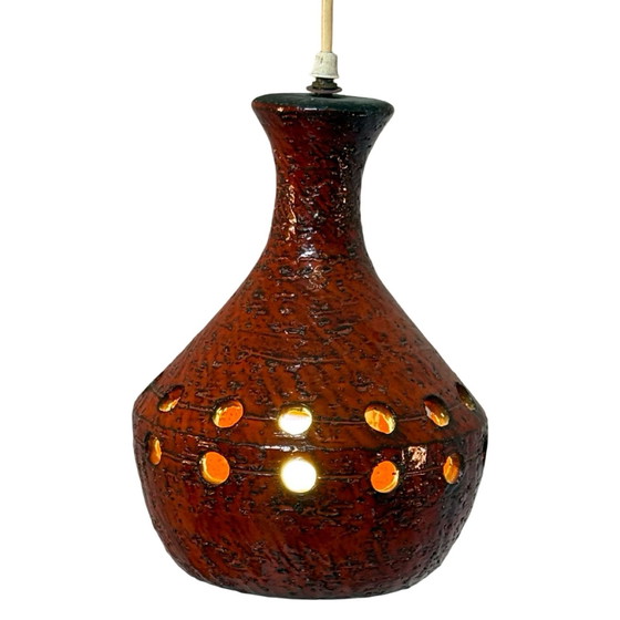 Image 1 of Fat Lava - Colgante de cerámica - Mediados de siglo - Alemania - Estilo bohemio - Rojo, forma de trompeta