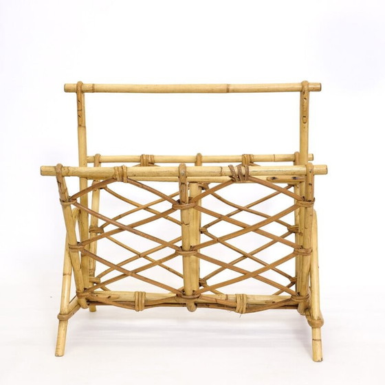 Image 1 of Vintage rattan magazine rack, 1970