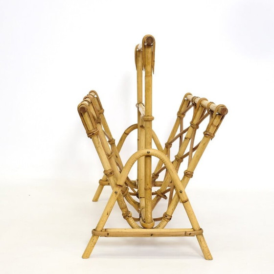 Image 1 of Vintage rattan magazine rack, 1970