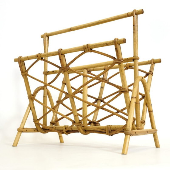 Image 1 of Vintage rattan magazine rack, 1970