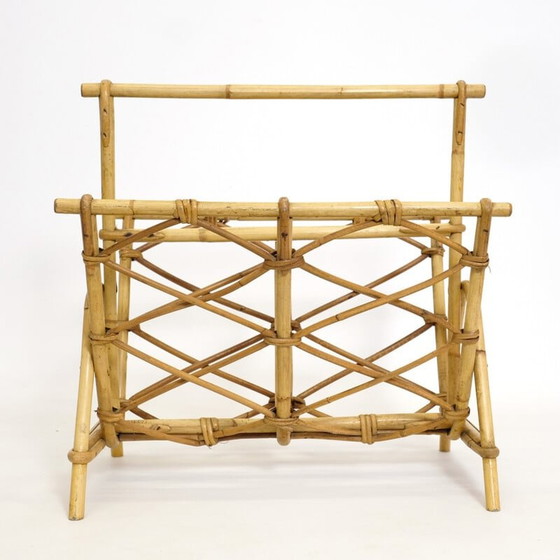 Image 1 of Vintage rattan magazine rack, 1970