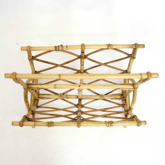 Image 1 of Vintage rattan magazine rack, 1970
