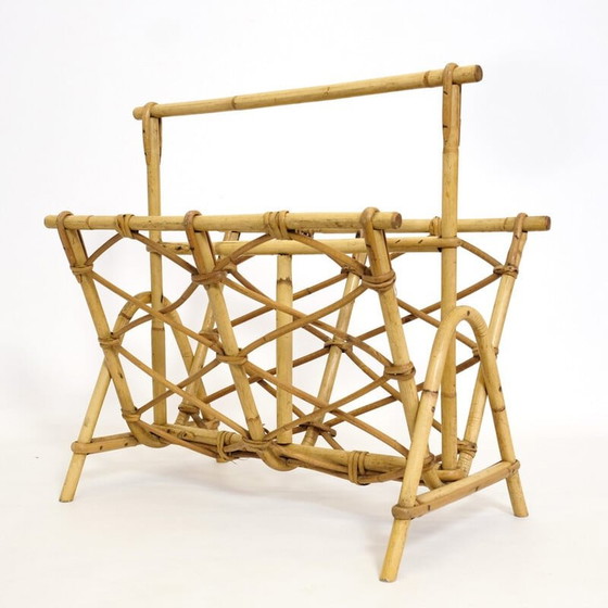 Image 1 of Vintage rattan magazine rack, 1970