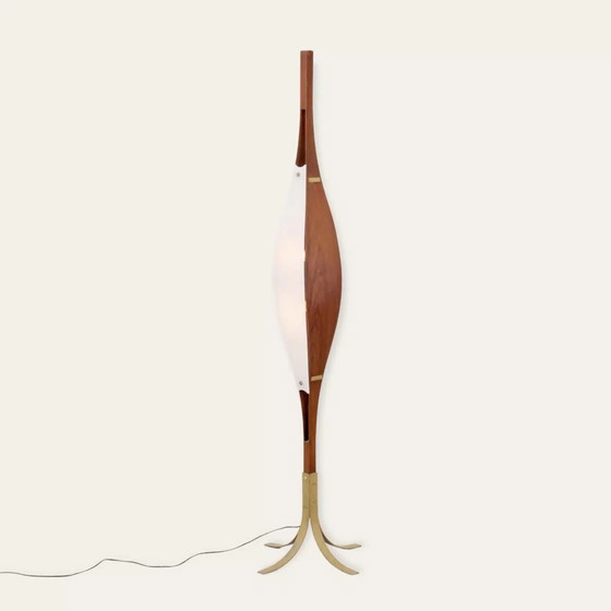 Image 1 of Rare lampadaire en teck Goffredo Reggiani datant d'environ 1972.