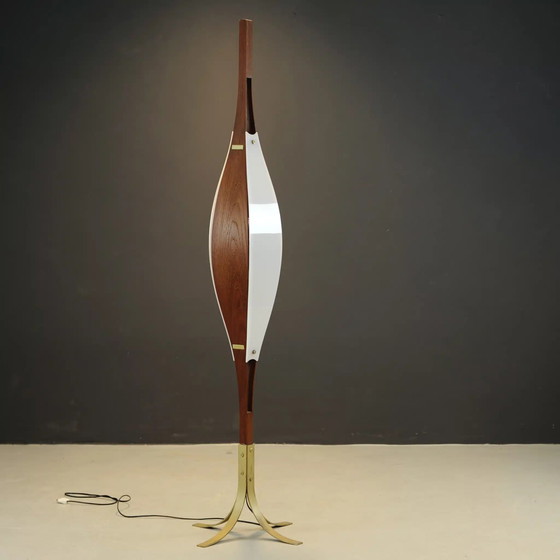 Image 1 of Rare lampadaire en teck Goffredo Reggiani datant d'environ 1972.