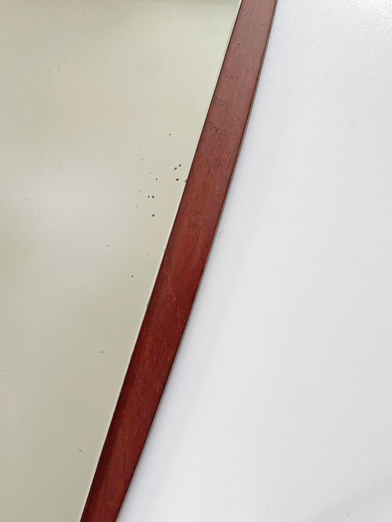 Image 1 of Espejo de teca asimétrico danés de madera de teca