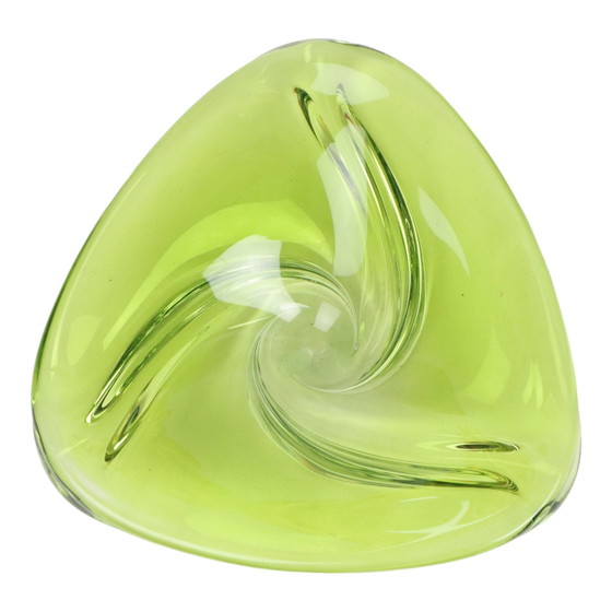 Image 1 of Coupe en cristal vert Val Saint Lambert