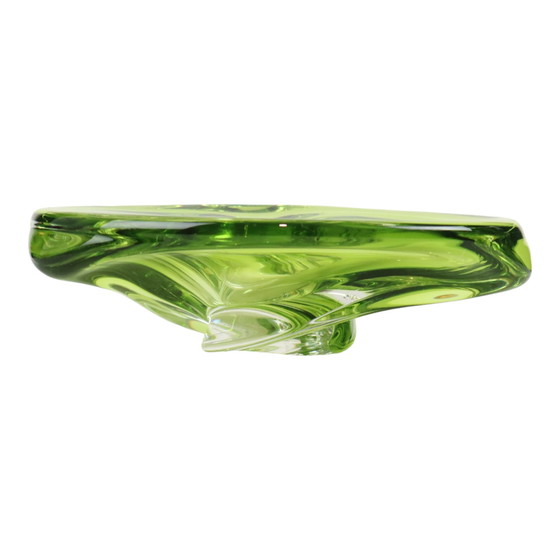 Image 1 of Coupe en cristal vert Val Saint Lambert