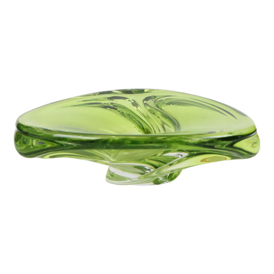 Image 1 of Coupe en cristal vert Val Saint Lambert