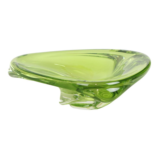 Image 1 of Coupe en cristal vert Val Saint Lambert