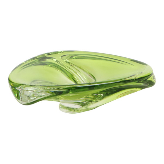 Image 1 of Coupe en cristal vert Val Saint Lambert