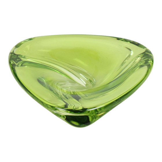 Image 1 of Coupe en cristal vert Val Saint Lambert