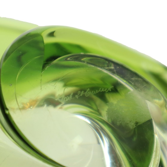 Image 1 of Green Crystal Bowl Val Saint Lambert