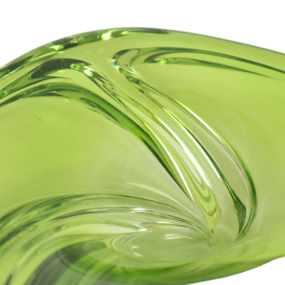 Image 1 of Green Crystal Bowl Val Saint Lambert