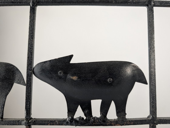 Image 1 of Animal Screen By Atelier Marolles And Jean Touret In Wrought Iron 1950S