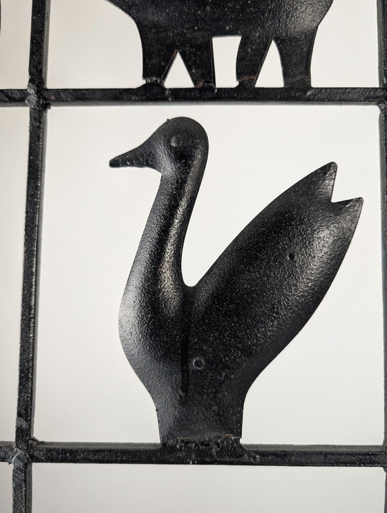 Image 1 of Animal Screen By Atelier Marolles And Jean Touret In Wrought Iron 1950S
