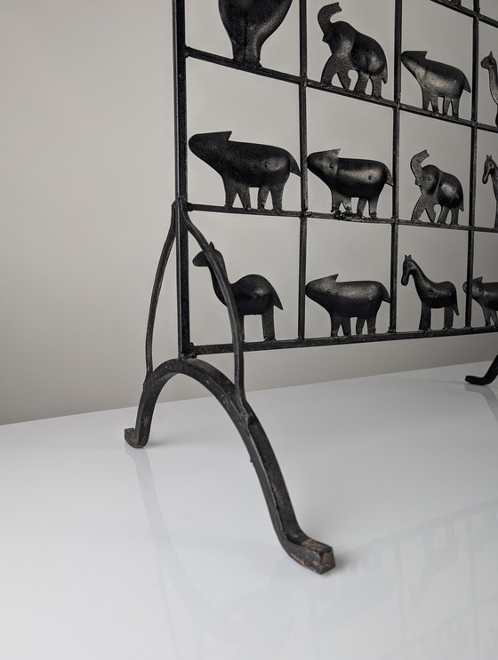 Image 1 of Animal Screen By Atelier Marolles And Jean Touret In Wrought Iron 1950S