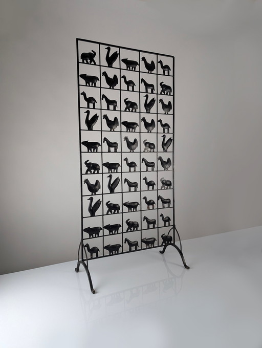 Animal Screen By Atelier Marolles And Jean Touret In Wrought Iron 1950S