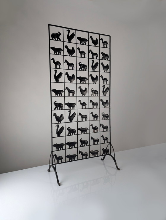 Image 1 of Animal Screen By Atelier Marolles And Jean Touret In Wrought Iron 1950S