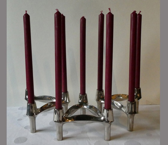 Image 1 of 3 Very Good Condition Candle Holders From Bmf, Nail, Plus 12 Matching Candles