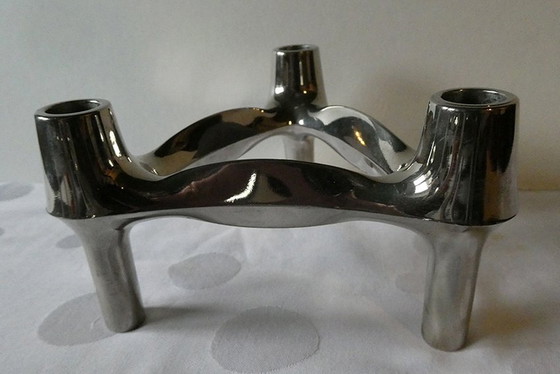 Image 1 of 3 Very Good Condition Candle Holders From Bmf, Nail, Plus 12 Matching Candles