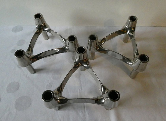 Image 1 of 3 Very Good Condition Candle Holders From Bmf, Nail, Plus 12 Matching Candles