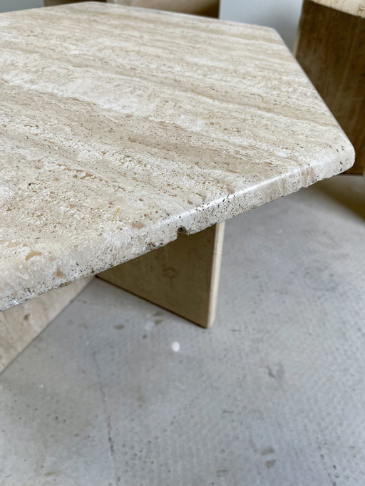 Sidetables Travertine With Hexagonal Top