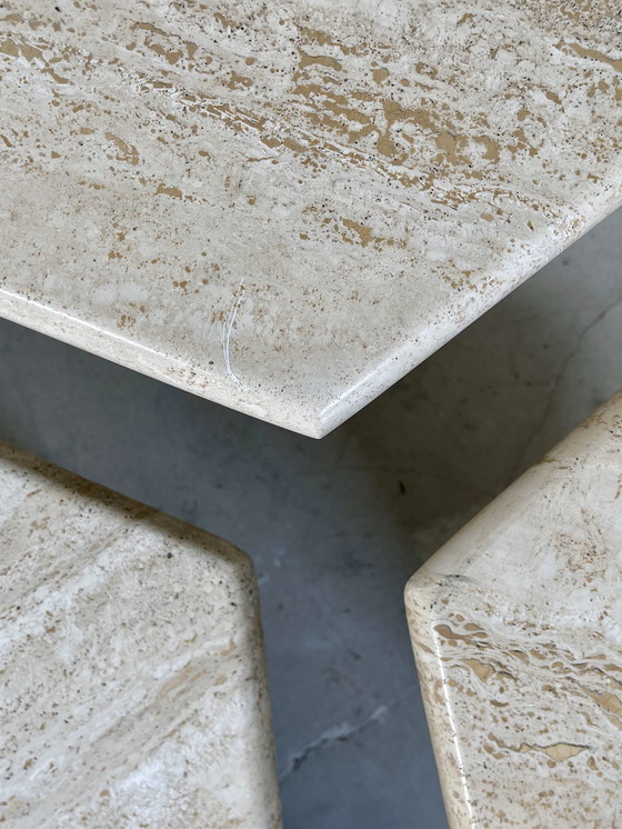 Image 1 of Sidetables Travertine With Hexagonal Top