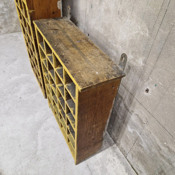 Image 1 of Set Of 2 Antique Compartment Wall Cabinet