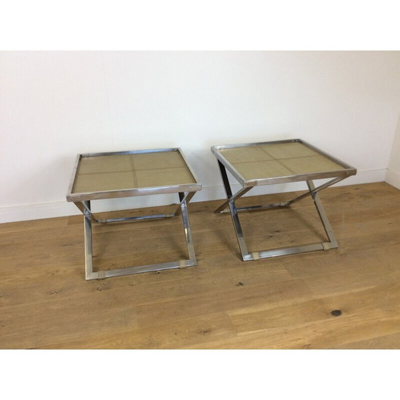 Image 1 of Coppia di tavoli Butlers vintage con struttura a X - anni '60