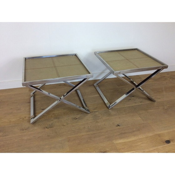 Image 1 of Coppia di tavoli Butlers vintage con struttura a X - anni '60