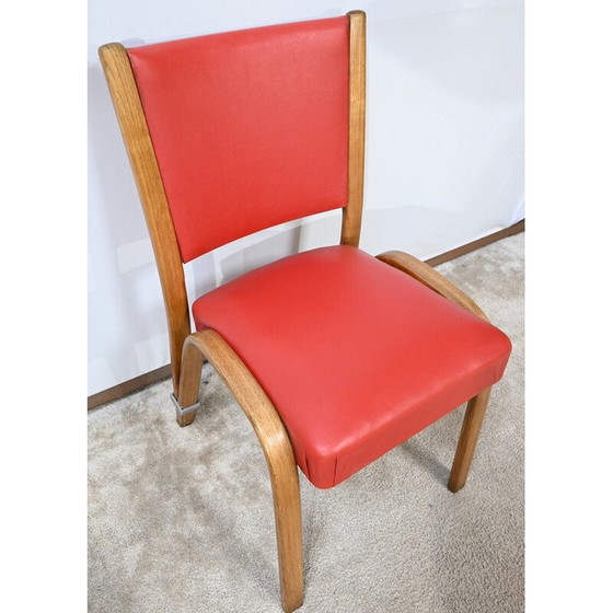 Image 1 of Pair of vintage "Bow Wood" chairs in solid ash by Hugues Steiner, France 1950