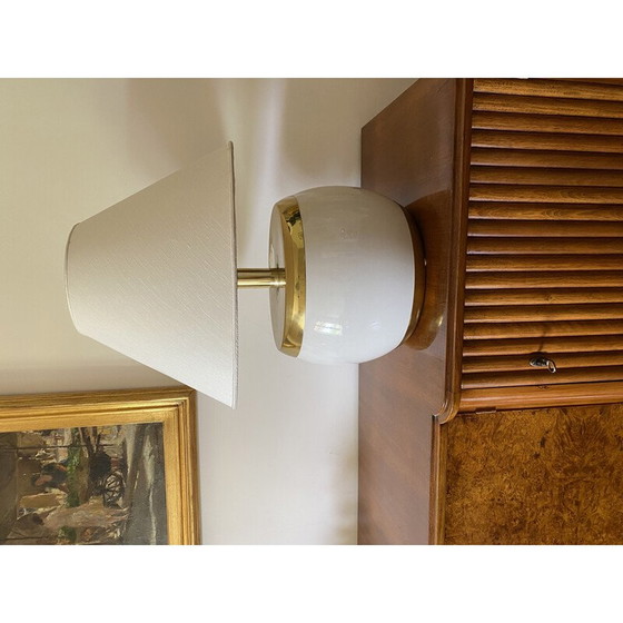 Image 1 of Vintage white ceramic and brass lamp base, Italy 1970