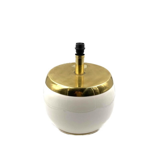 Image 1 of Vintage white ceramic and brass lamp base, Italy 1970
