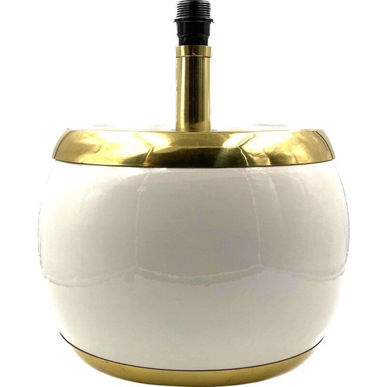 Image 1 of Vintage white ceramic and brass lamp base, Italy 1970