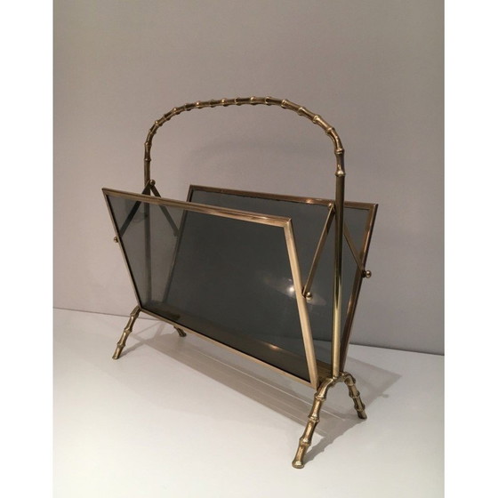 Image 1 of Vintage brass magazine rack by Maison Baguès