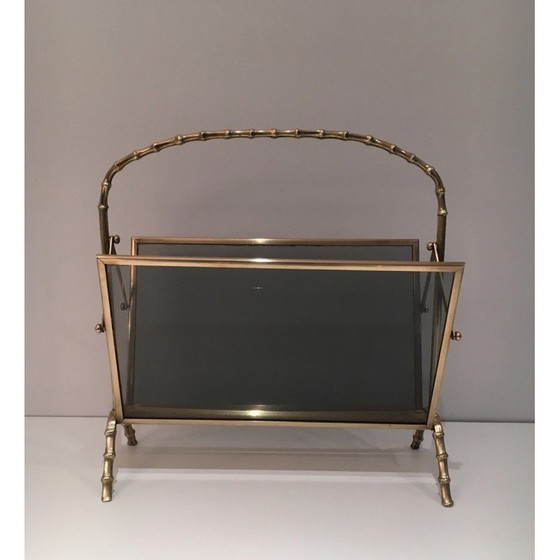 Image 1 of Vintage brass magazine rack by Maison Baguès