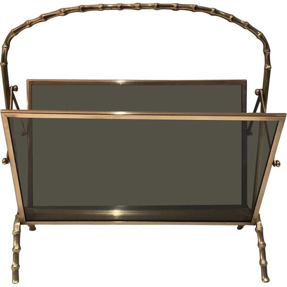 Image 1 of Vintage brass magazine rack by Maison Baguès
