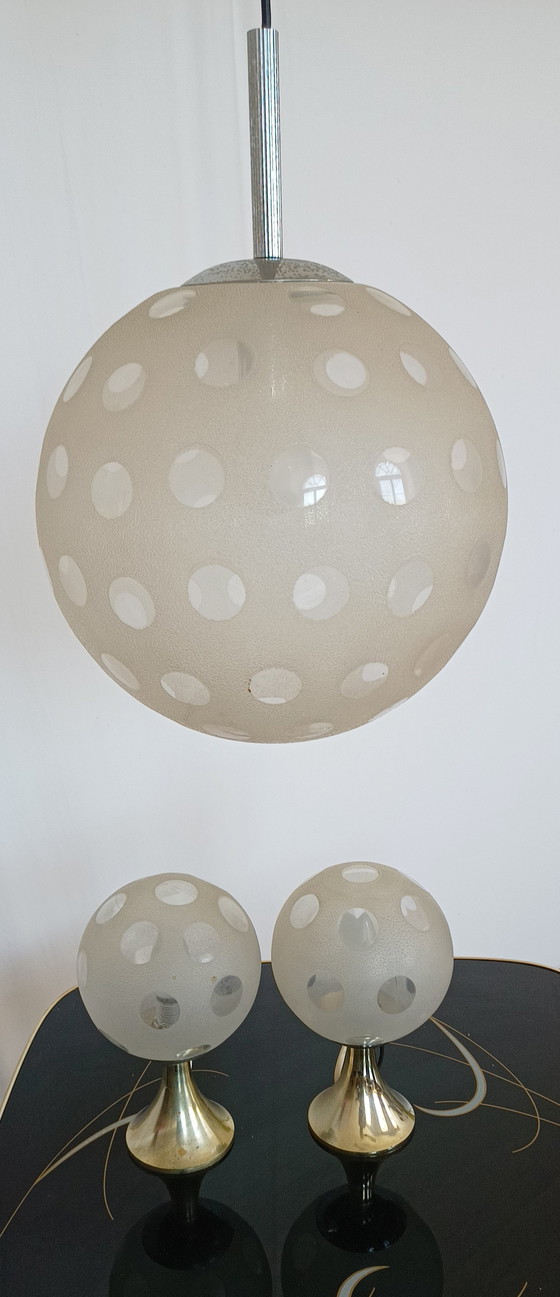 Image 1 of set of three space age lamps