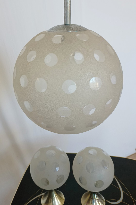 Image 1 of ensemble de trois lampes de l'ère spatiale