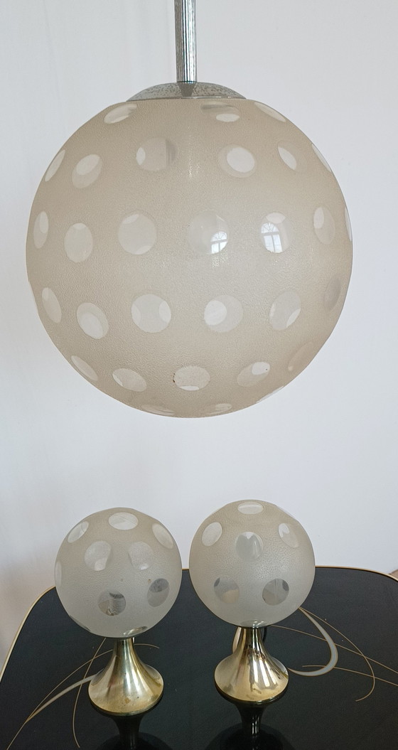 Image 1 of set of three space age lamps