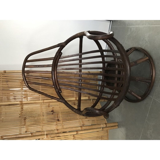 Image 1 of Vintage rattan swivel armchair with cushion