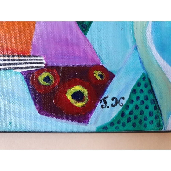 Image 1 of Dipinto acrilico vintage "Interrogazione" di Jocelyne Hoffelt, 2021