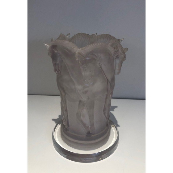 Image 1 of Vintage lamp with horse decoration in plexiglass, France 1970s