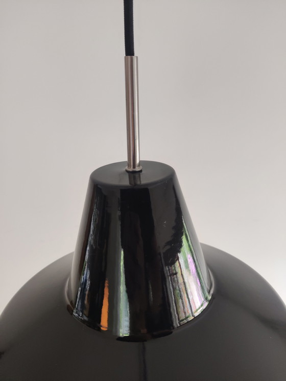 Image 1 of 2x black enamel pendant lamp