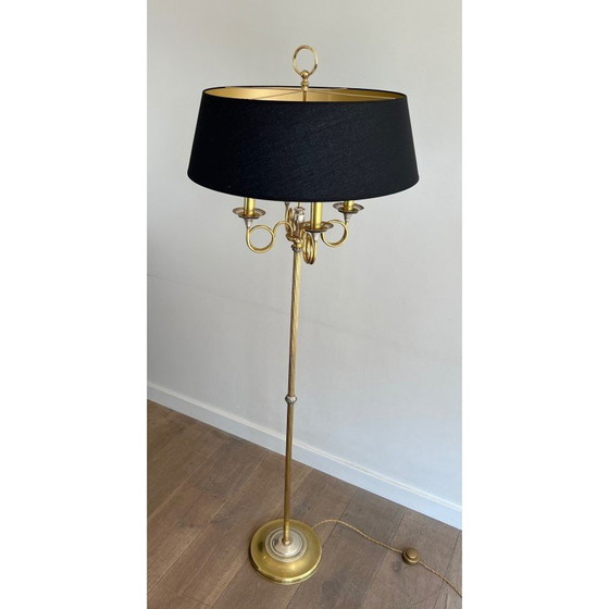 Image 1 of Pair of vintage floor lamps in brushed steel and brass