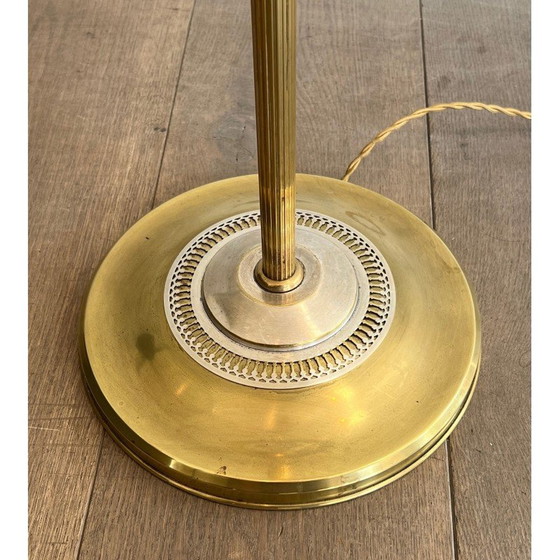 Image 1 of Pair of vintage floor lamps in brushed steel and brass