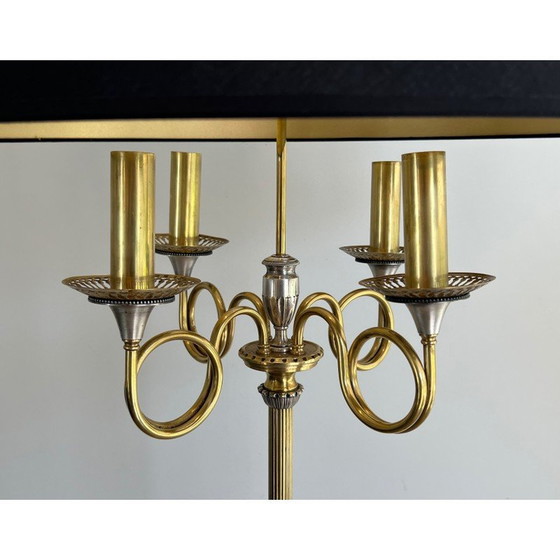 Image 1 of Pair of vintage floor lamps in brushed steel and brass